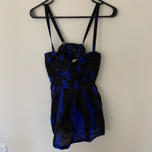NEW Blue and Black Padded Bustier Tank - Picture 2 of 3
